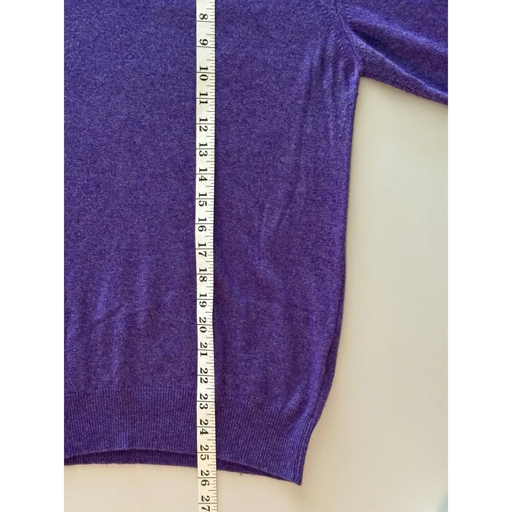 Cashmere Womens Sweater Large Cashmere Wool Silk Blend Pullover Purple V-Neck